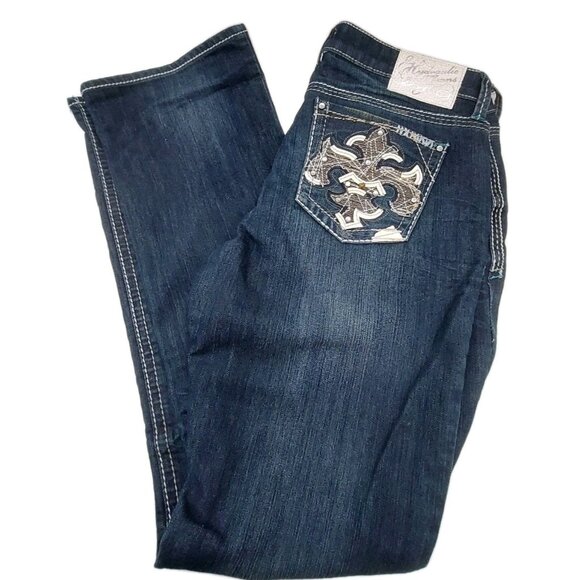 Hydraulic Metro Flare Dark Wash Jeans Embellished Size 12 - Picture 1 of 8
